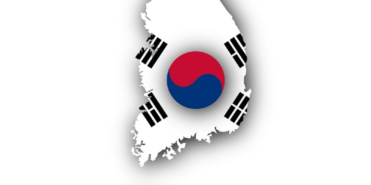 Map and flag of South Korea
