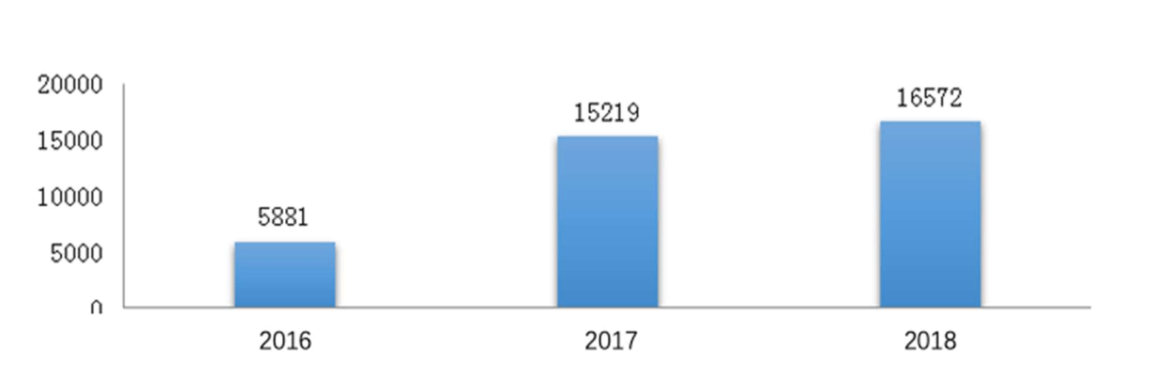 Fig. 2 Number of Applications for General Technical Issue Q&As from 2016 to 2019: the work of answering general technical issues online started from 2017.