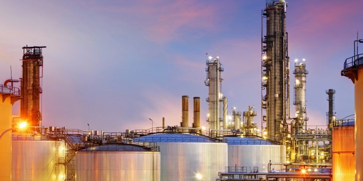 Oil refinery at twilight